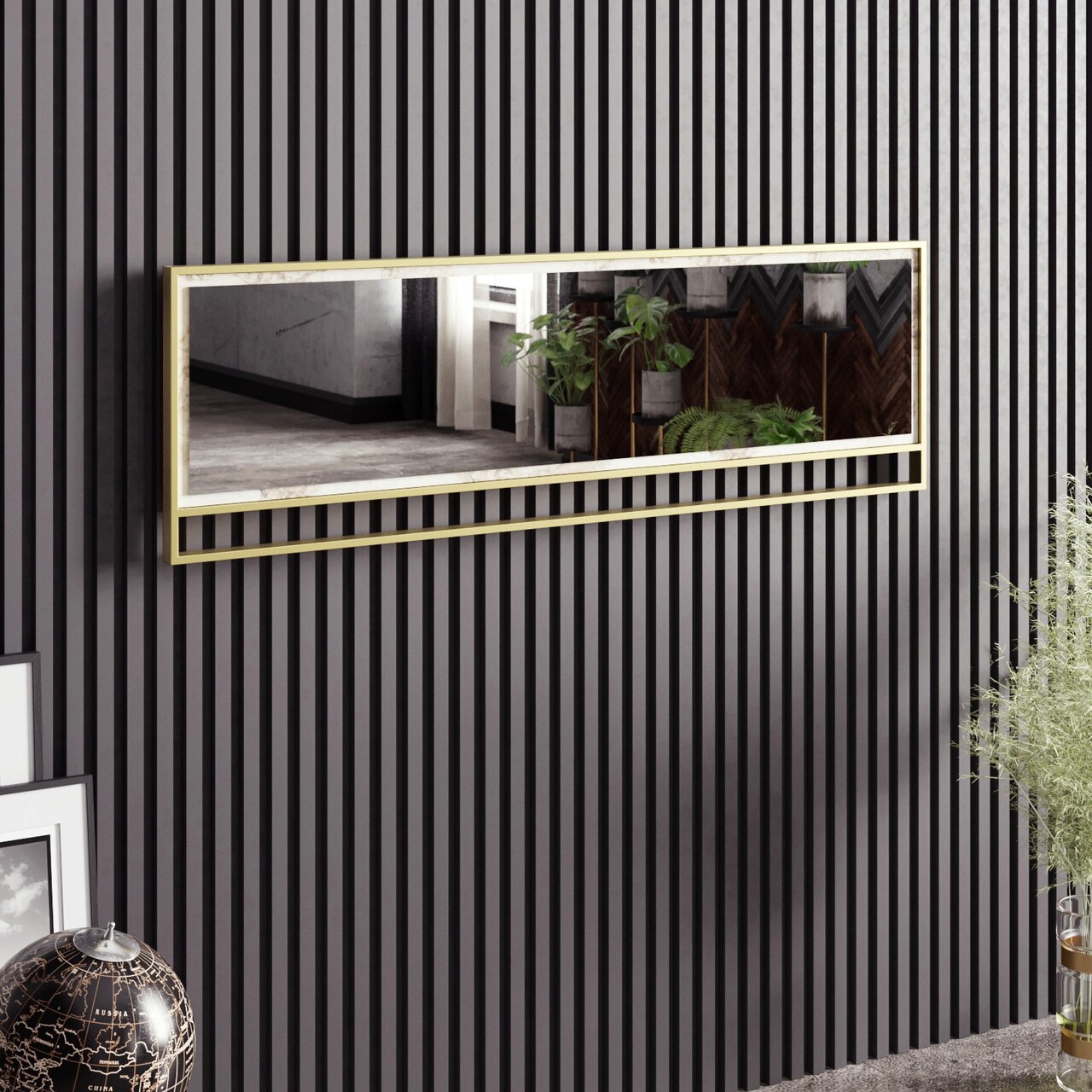 Oglinda decorativa, Hanah Home, Polka 2, Aur/Alb - imagine 4